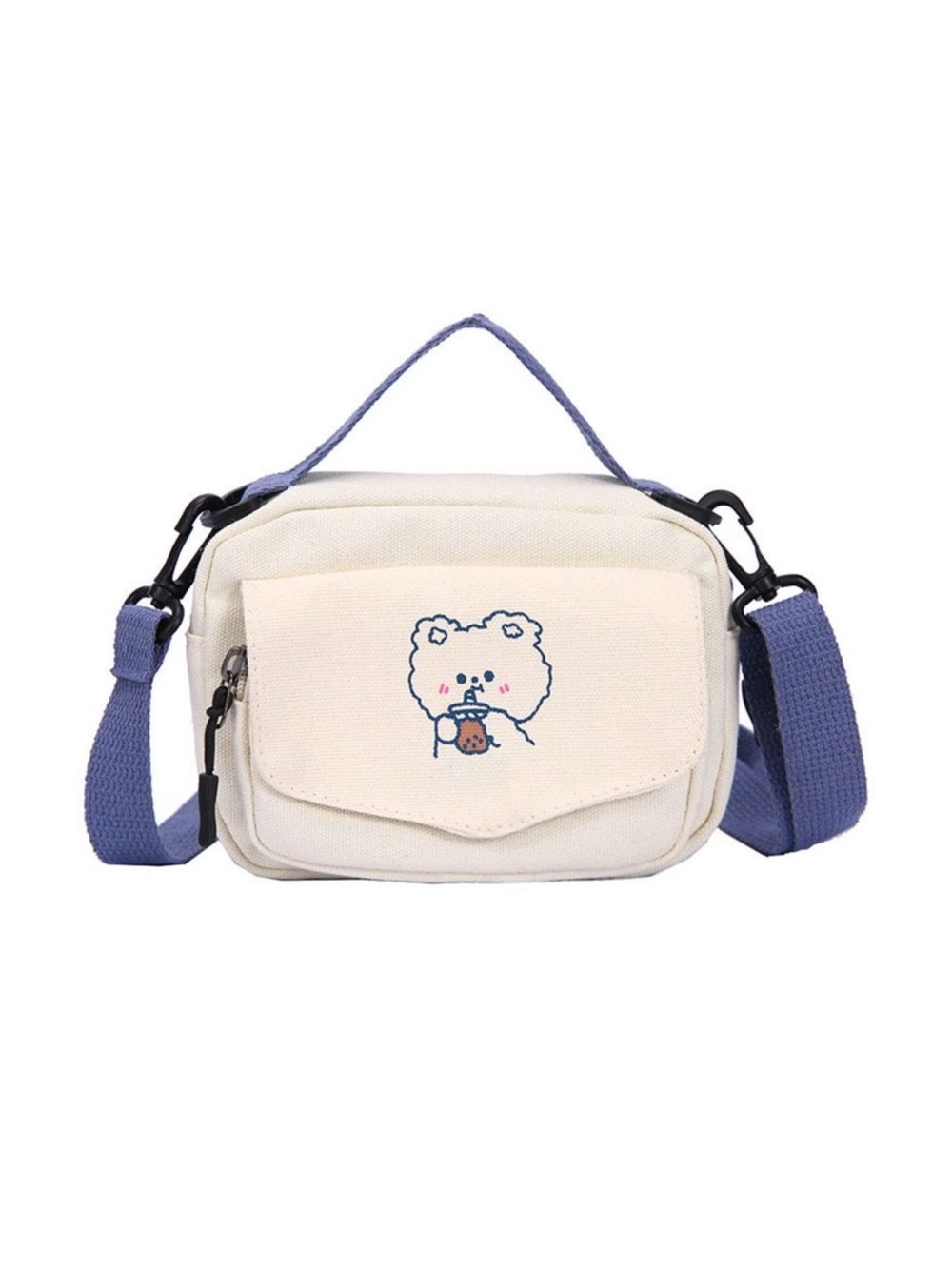 Japanese Bag Canvas Bag Unim Small Crossbody, White, One Size new